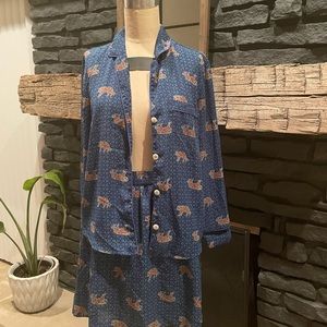 J Crew Mercantile Womens SZ 6 Bengal Printed Skirt A Line and Pajama Style Shirt